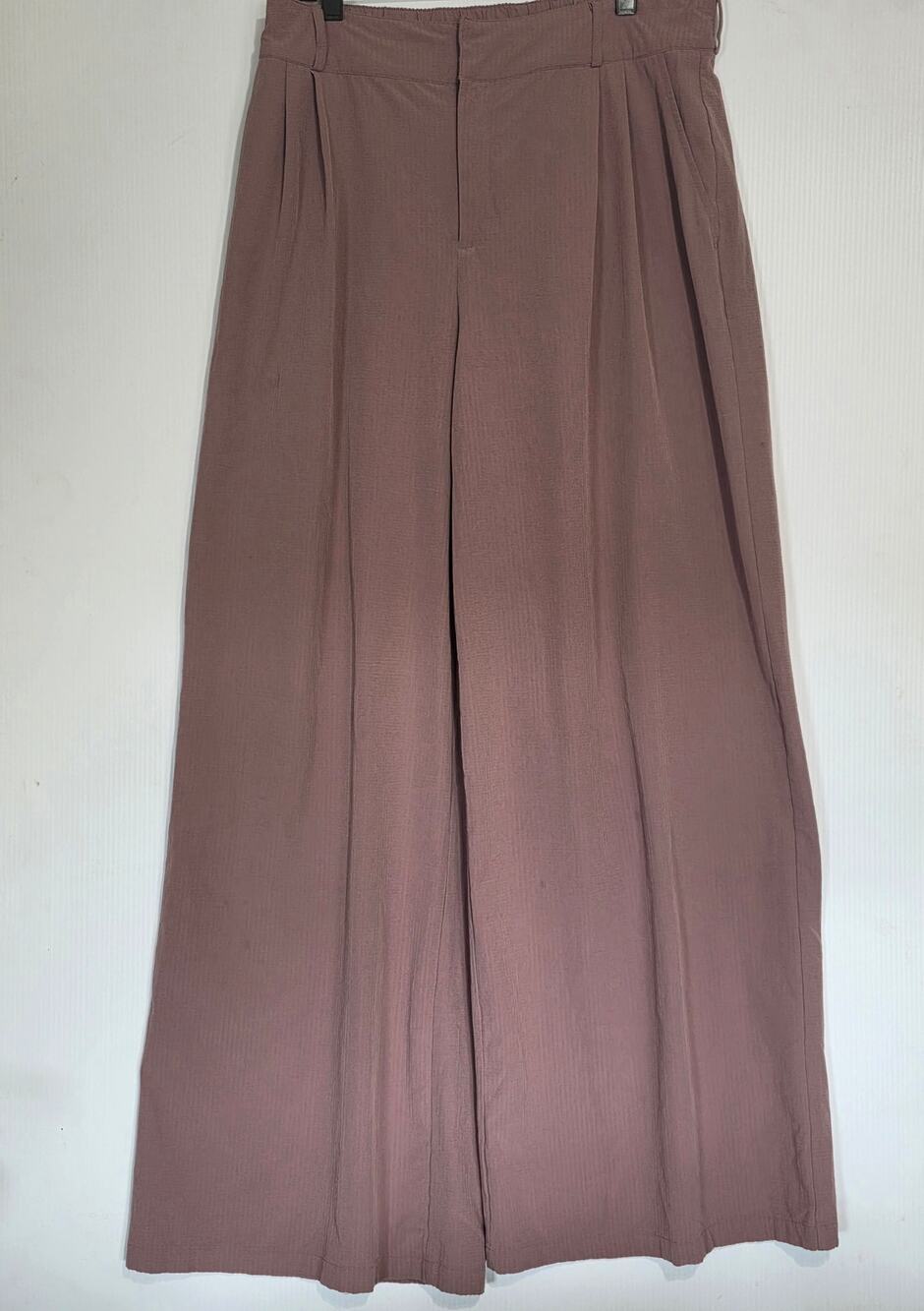 Alo Yoga Size L High-Waist Dreamscape Trouser Brown Wide Leg Pants Flawed